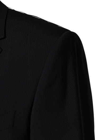 Dolce & Gabbana Men's Single Breasted Viscose & Virgin Wool Blazer - Black