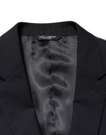 Dolce & Gabbana Men's Single Breasted Viscose & Virgin Wool Blazer - Black