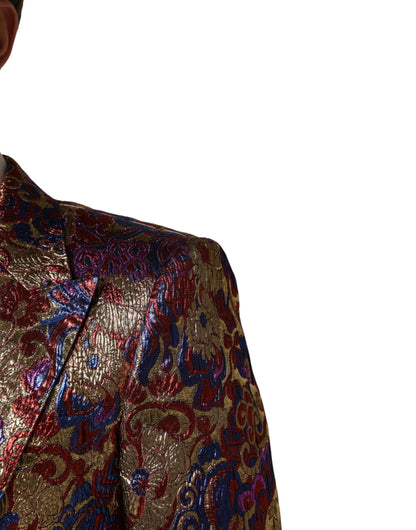 Dolce & Gabbana Men's Single Breasted Nylon Polyester & Viscose Blazer - Multicolor Jacquard