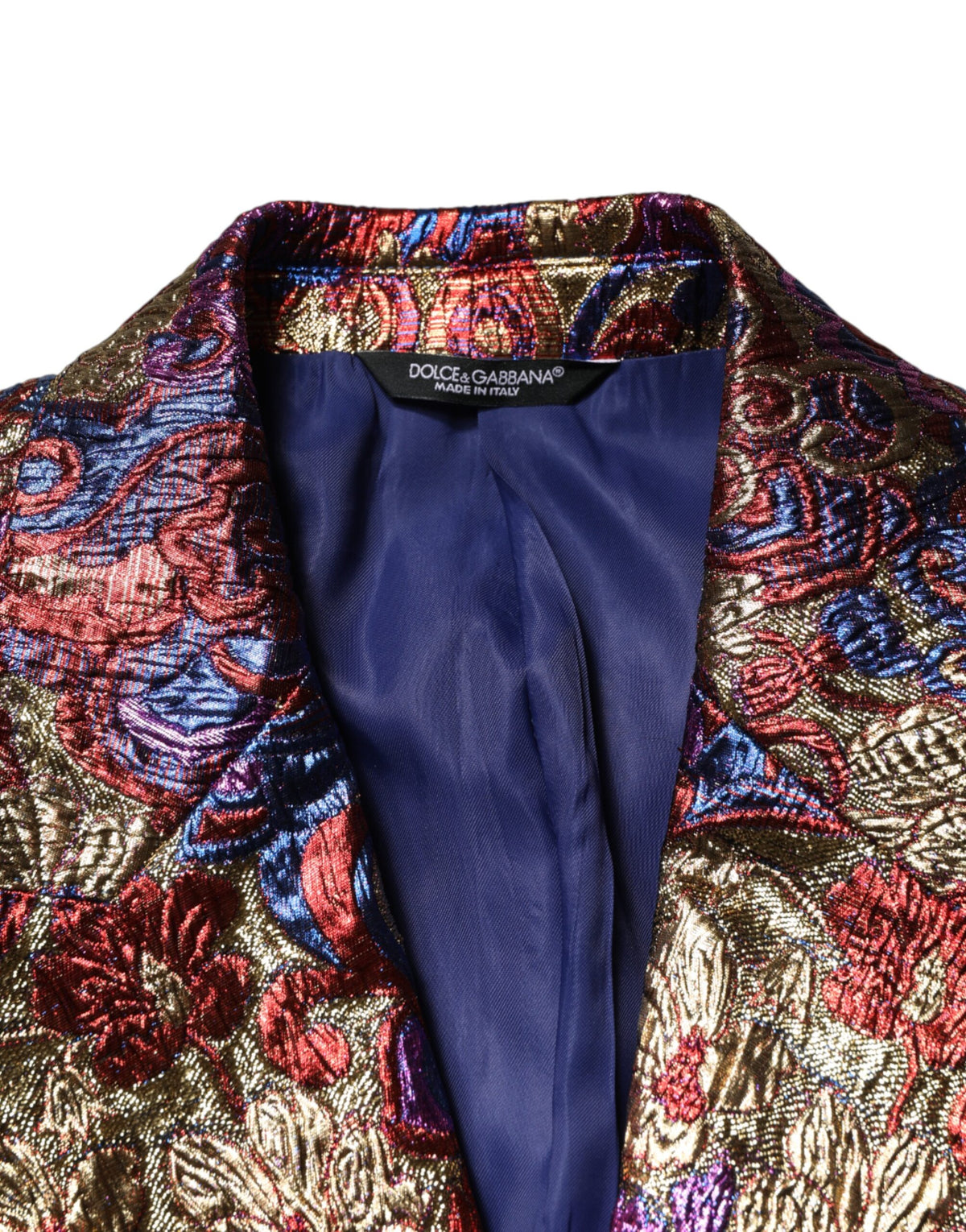 Dolce & Gabbana Men's Single Breasted Nylon Polyester & Viscose Blazer - Multicolor Jacquard