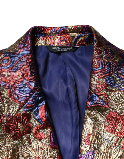 Dolce & Gabbana Men's Single Breasted Nylon Polyester & Viscose Blazer - Multicolor Jacquard