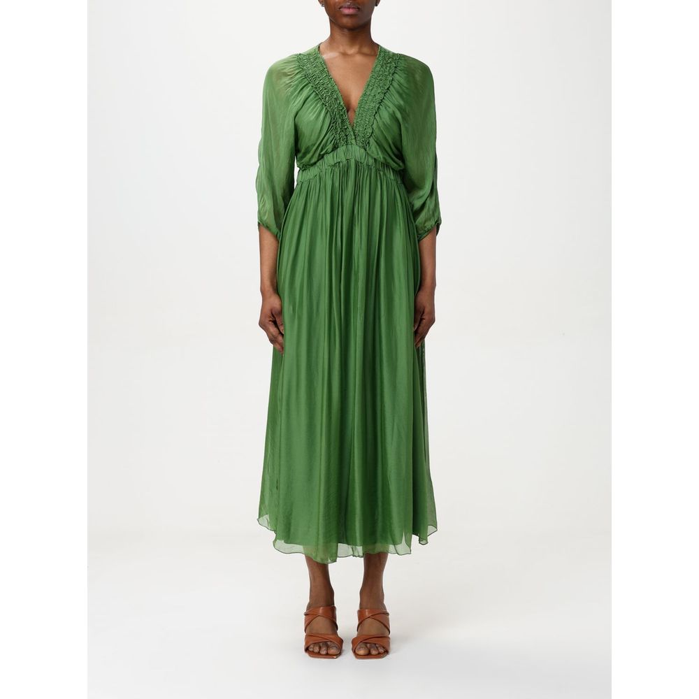 Kaos Green Silk Casual Dress