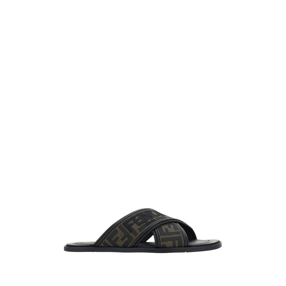 Fendi Black Rubber Flat Sandals