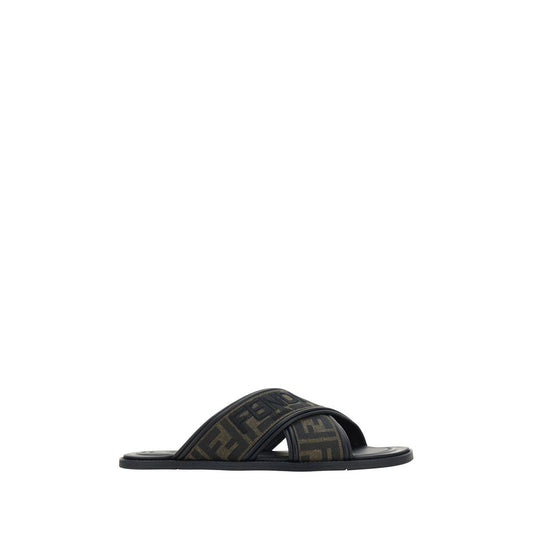 Fendi Black Rubber Flat Sandals