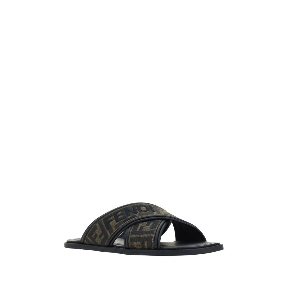 Fendi Black Rubber Flat Sandals