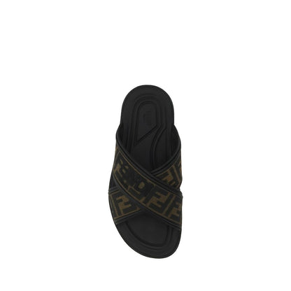 Fendi Black Rubber Flat Sandals