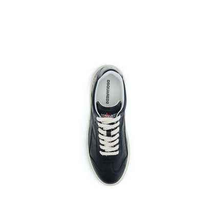 Dsquared² Black Calf Leather Bos Taurus Sneakers