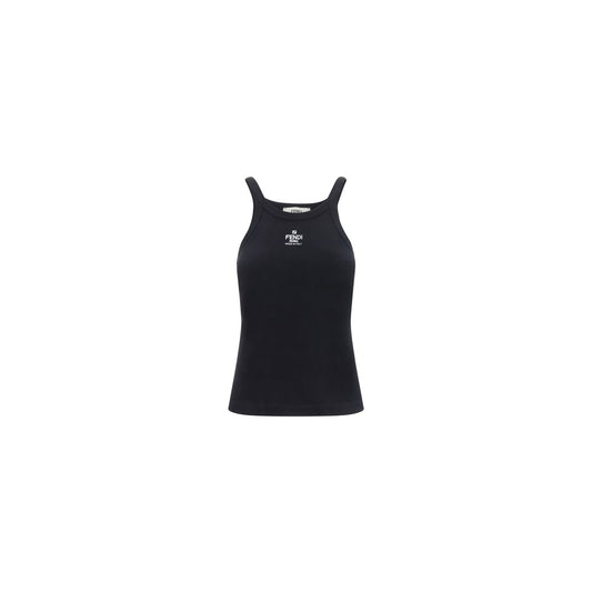 Fendi Black Cotton Tank Tops