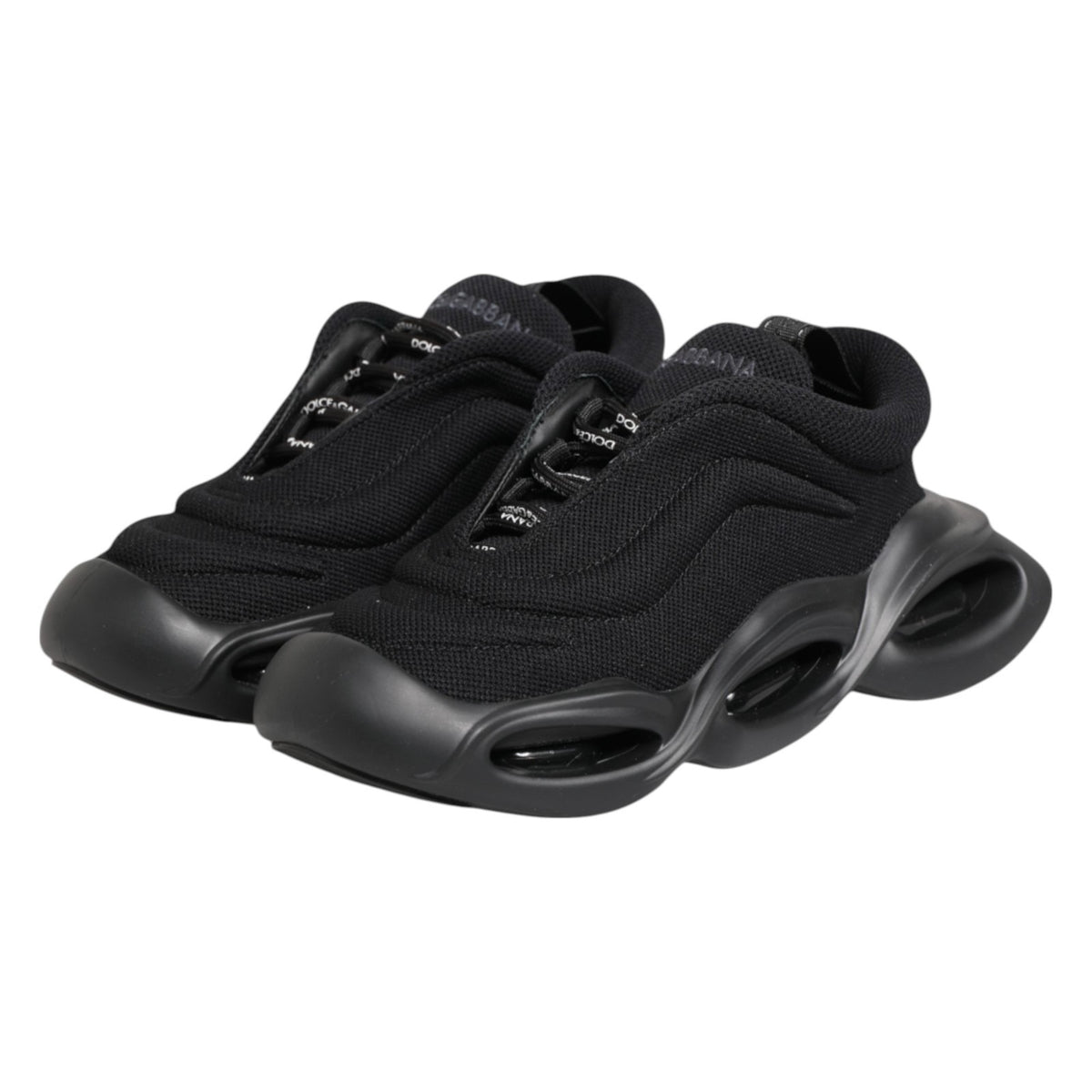 Dolce & Gabbana Women's Low Top Slip On Chunky Polyester & Viscose Sneakers - Black