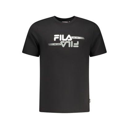 T-Shirt by Fila for men in cotton black showcases a dramatic silhouette, elegantly detailed with a dramatic crew neckline and for a truly dramatic finish.