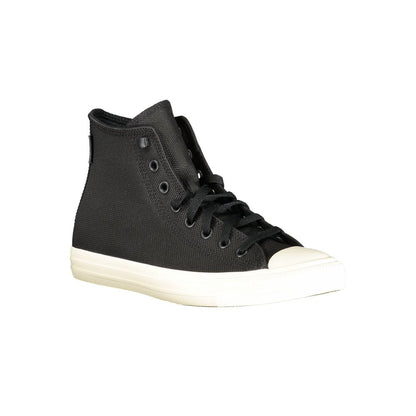 Sneakers by Converse for women in polyester & rubber black features an sumptuous silhouette, showcasing the premium Women's High-Top Polyester & Rubber Sneakers in a sumptuous high-top style that offers a sumptuous finish for refined style.