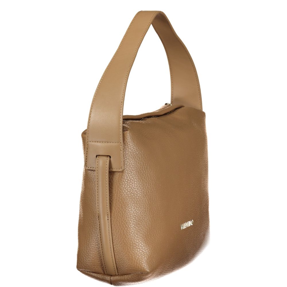 Shoulder Handbag by Mario Valentino for women in polyethylene brown features an refined silhouette, showcasing a secure zipper, ample internal-pockets, and versatile shoulder-strap, adjustable-strap & handle for a sophisticated refined aesthetic.