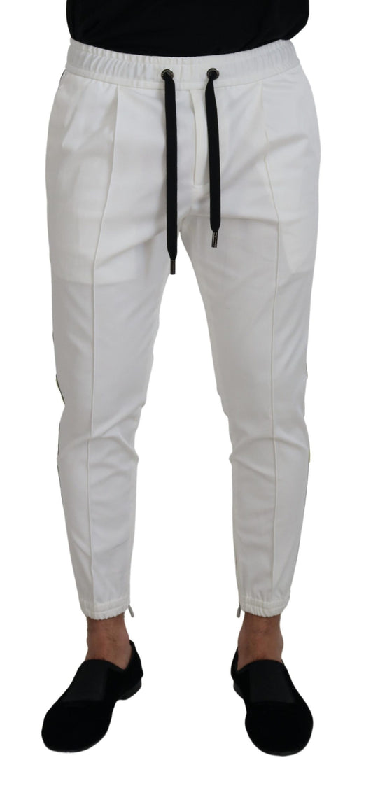 Dolce & Gabbana Men's White Cotton DG Logo Jogger Pants