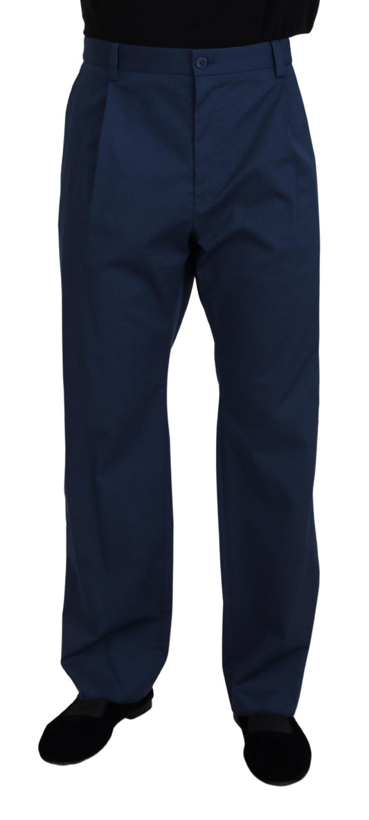 Dolce & Gabbana Men's Blue Cotton Straight Fit Pants