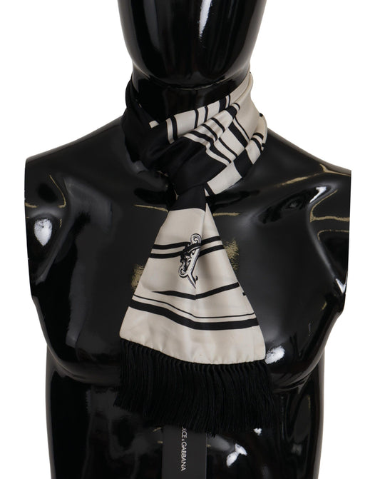 Elegant Silk Men's Scarf - Classic Black Stripe
