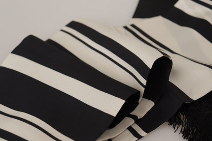 Elegant Silk Men's Scarf - Classic Black Stripe