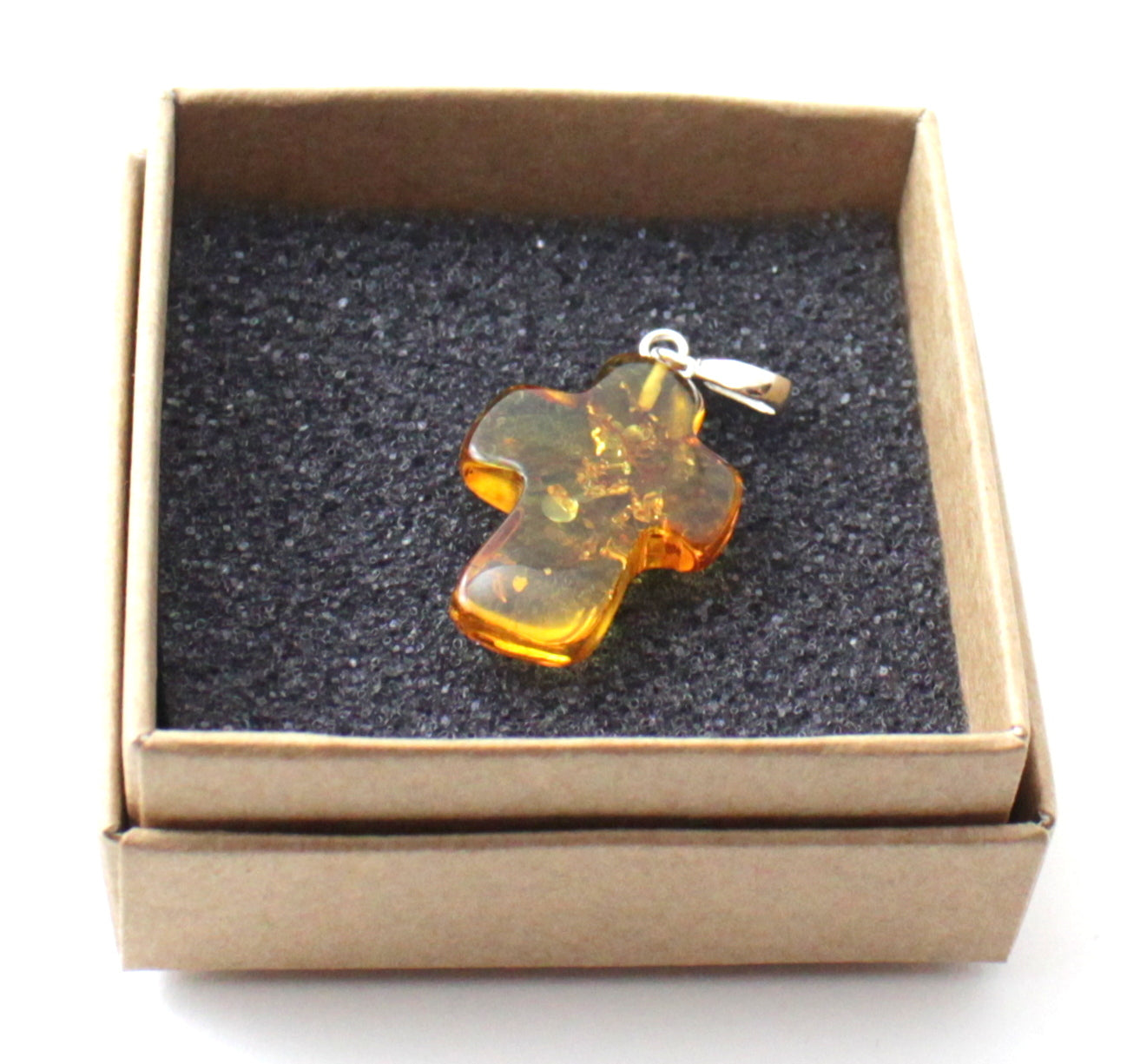 PCP-3 Amber Cross Cognac Pendant With Sterling Silver-1