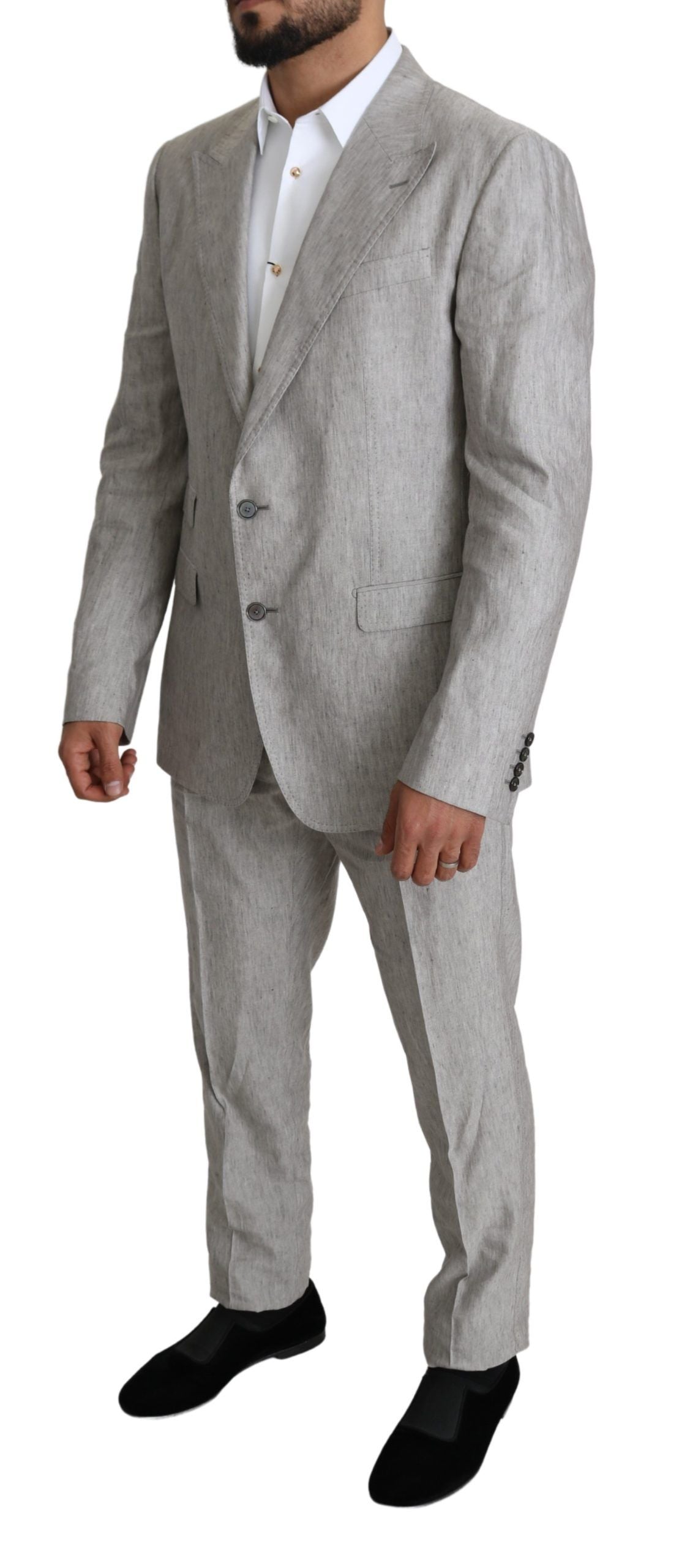 Dolce & Gabbana Men's Gray Single Breasted 2 Piece Linen NAPOLI Suit