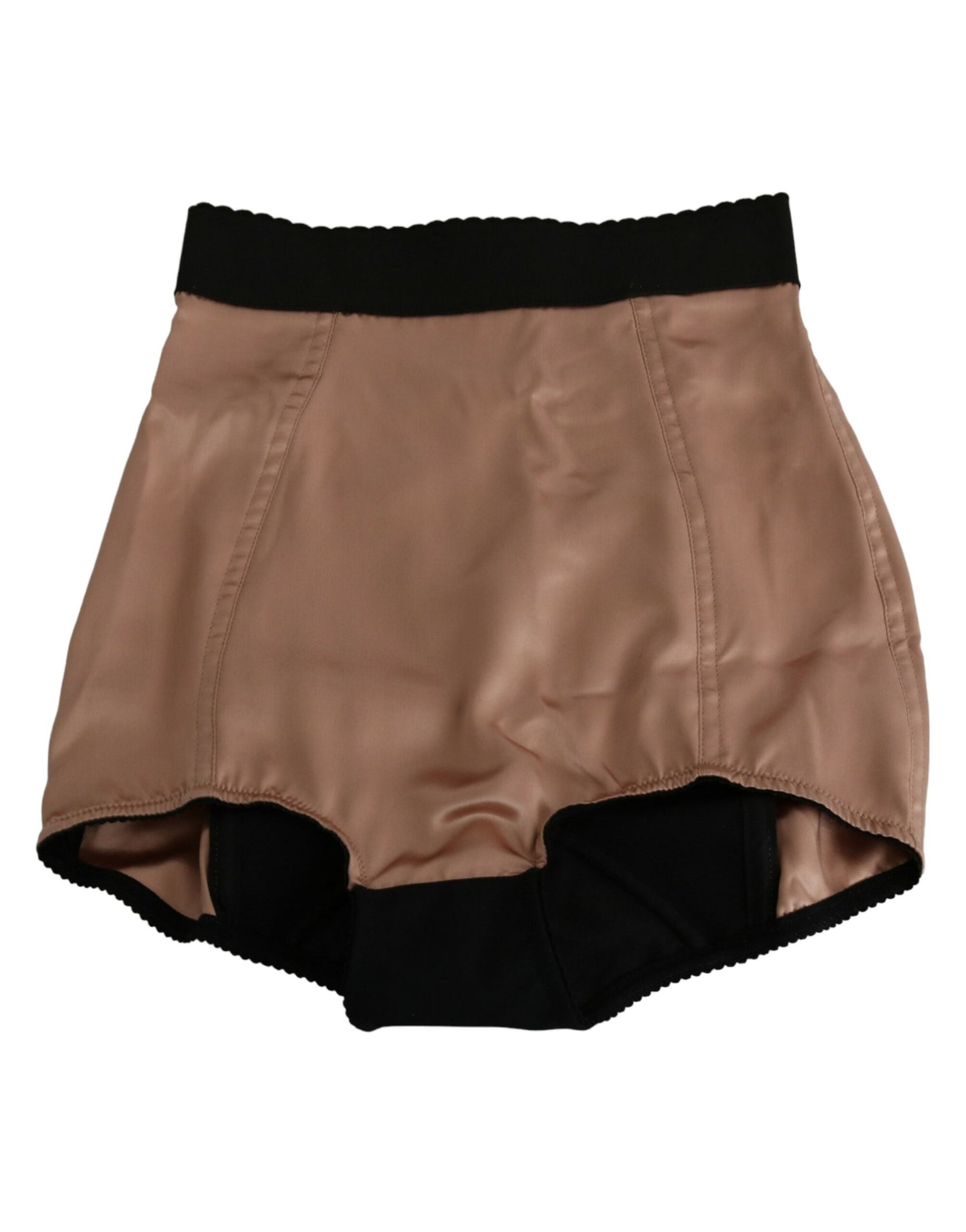Beige Silk High Waist Mini Hot Pants Shorts