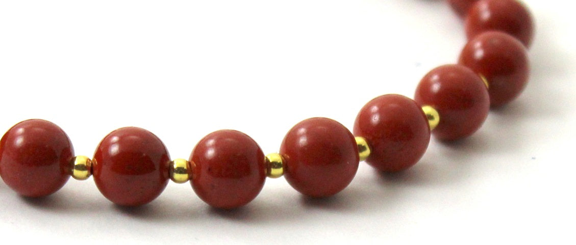 Red Jasper Bracelet With Silver Beads-3