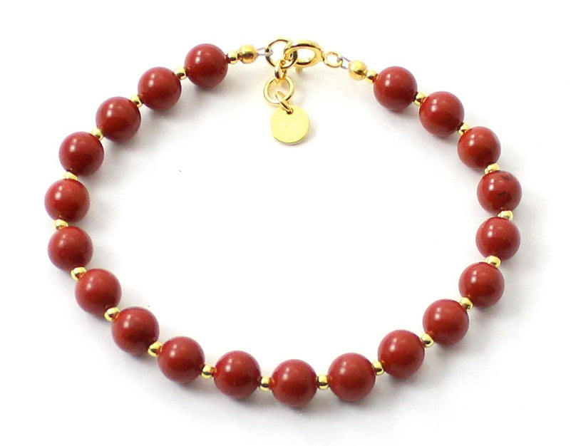 Red Jasper Bracelet With Silver Beads-0