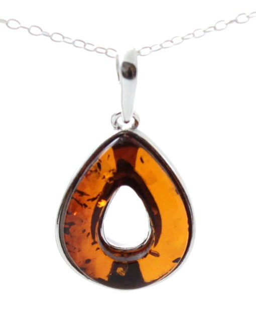 Leaf Shaped Amber Pendant for Necklace-4