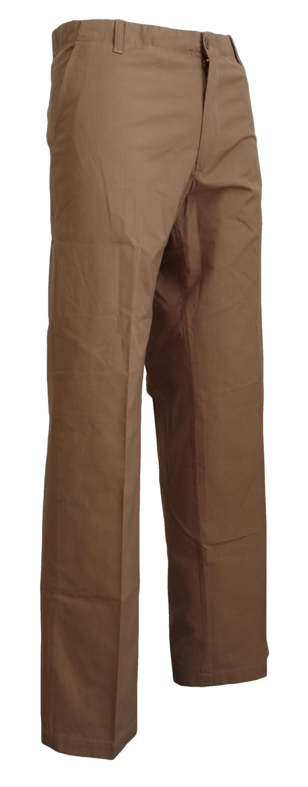 GF Ferre Brown Cotton Straight Fit Chinos Men Pants