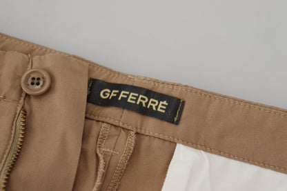 GF Ferre Brown Cotton Straight Fit Chinos Men Pants