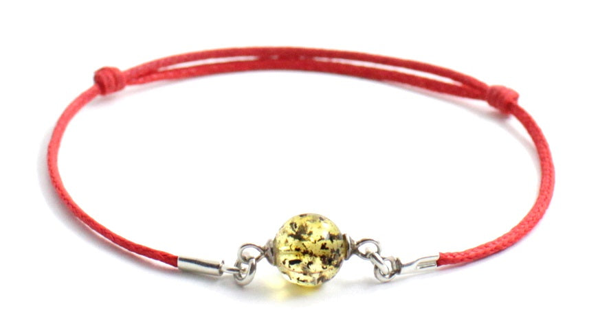 Minimalist Knotted Bracelet With Amber Round Bead-4