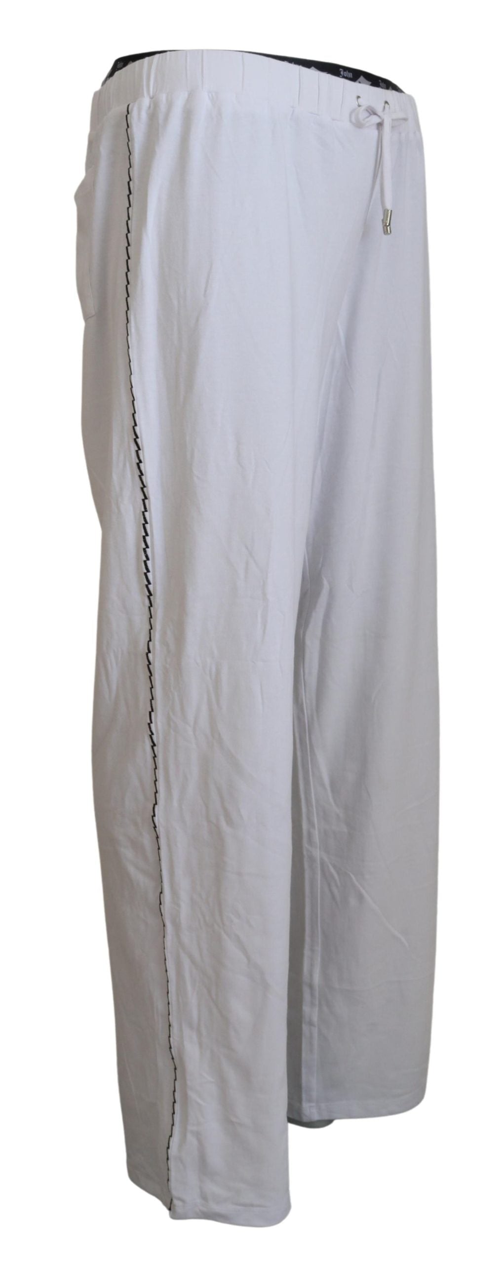 John Galliano White Cotton Logo Loose Men Pants