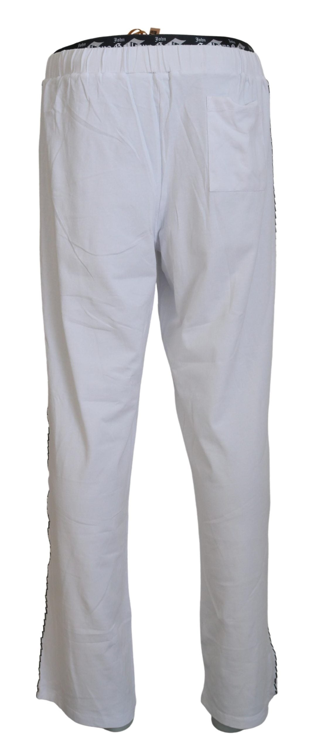 John Galliano White Cotton Logo Loose Men Pants