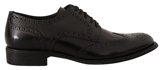 Black Leather Oxford Wingtip Formal Shoes