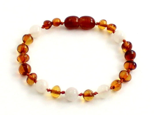 Amber and Moonstone Teething Anklets or Bracelets-0