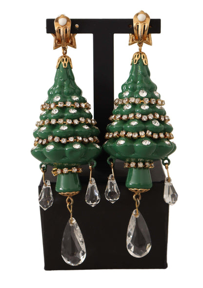 Enchanting Crystal Christmas Tree Clip-On Earrings