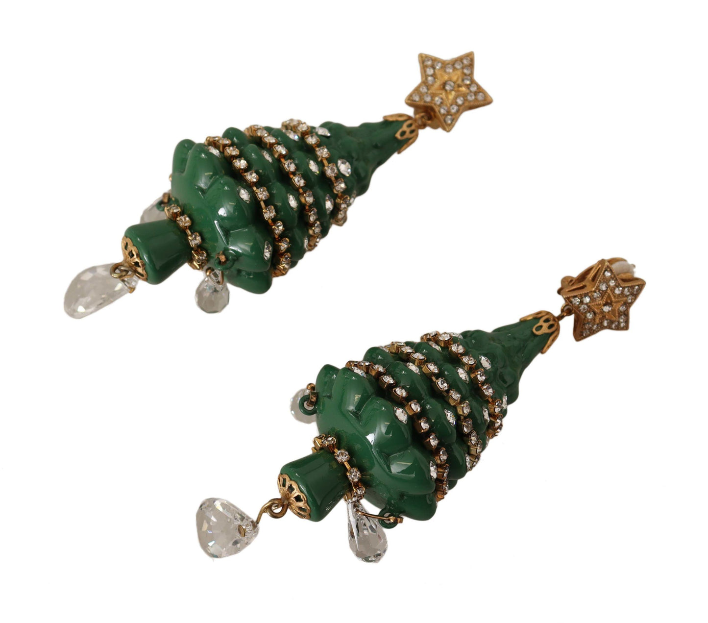 Enchanting Crystal Christmas Tree Clip-On Earrings