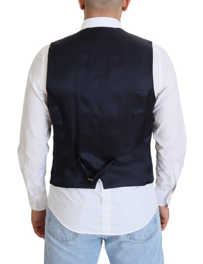 Dark Blue Wool Stretch Waistcoat Formal Vest