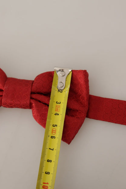 Elegant Red Silk Tied Bow Tie