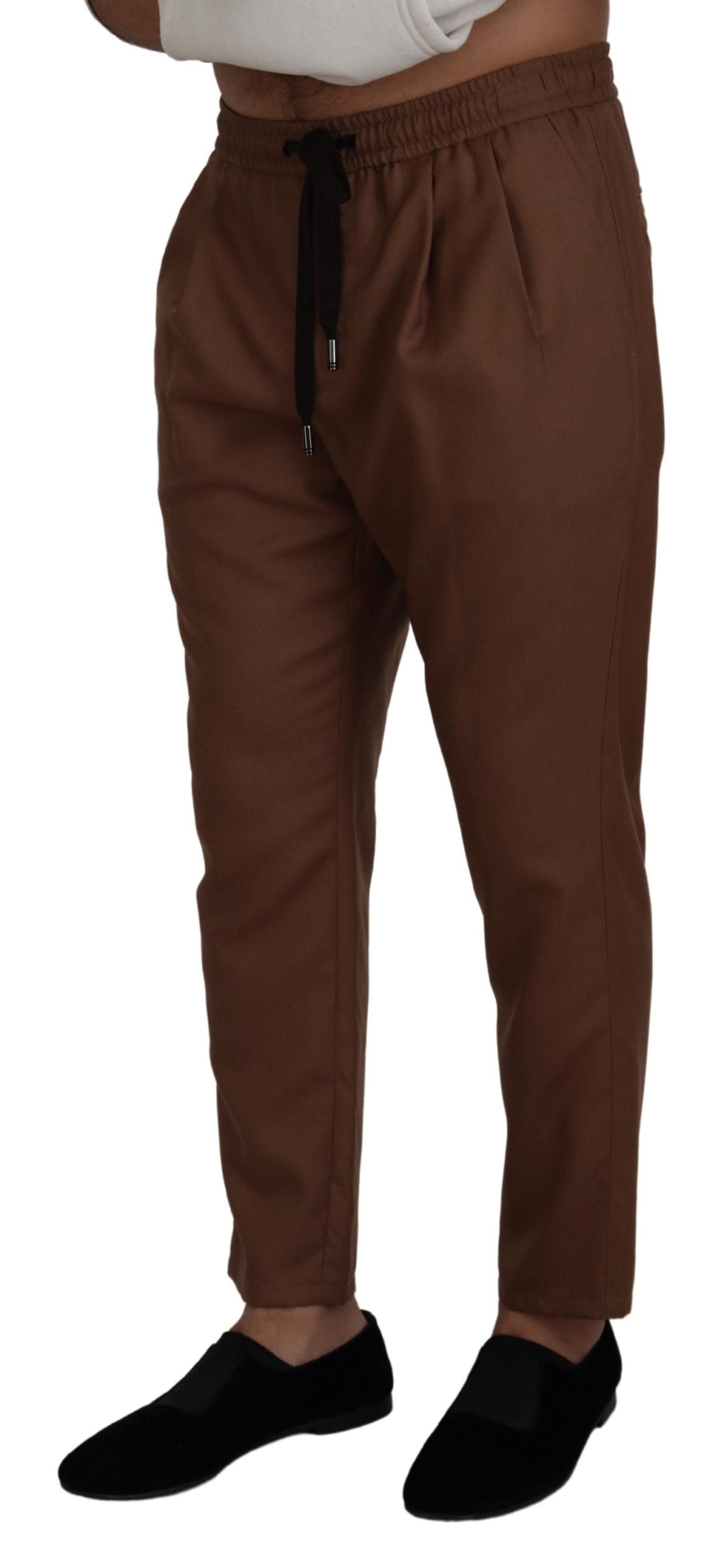 Dolce & Gabbana Men's Brown Cashmere Men Drawstring Jogger Pants