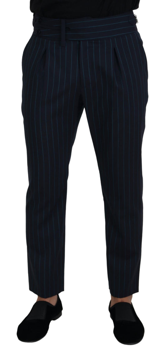 Dolce & Gabbana Blue Striped Men Formal Pants