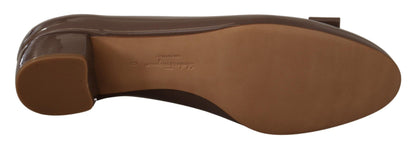 Salvatore Ferragamo Brown Naplak Calf Leather Pumps Shoes