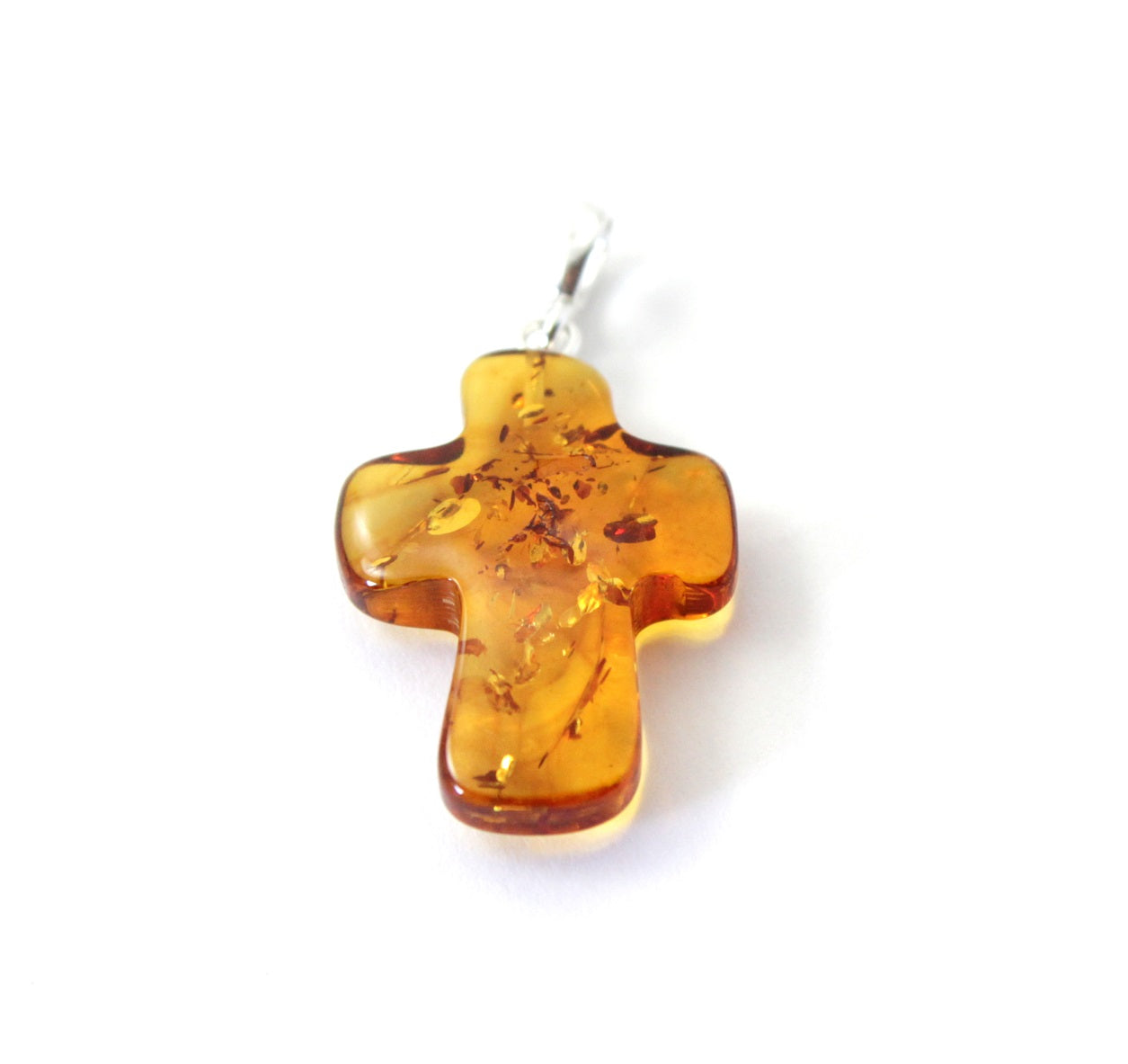 PCP-3 Amber Cross Cognac Pendant With Sterling Silver-3