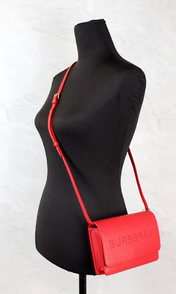 Hampshire Small Red Embossed Logo Smooth Leather Crossbody Bag