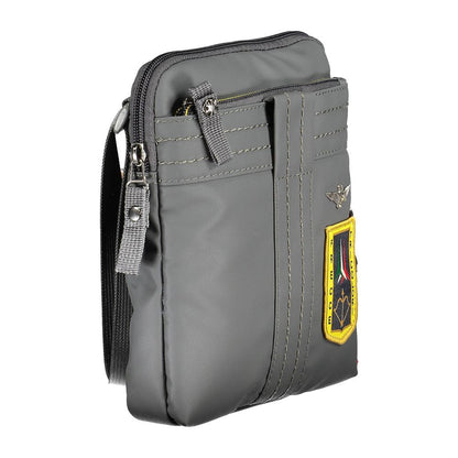 Elegant Gray Shoulder Bag with Contrasting Details