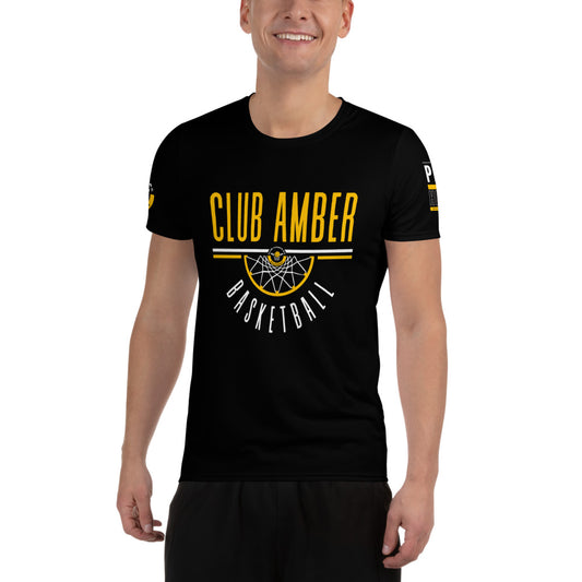 Club Amber Basketball Club Men's Athletic Training T-shirt - Designed by Moon Behind The Hill Available to Buy at a Discounted Price on Moon Behind The Hill Online Designer Discount Store