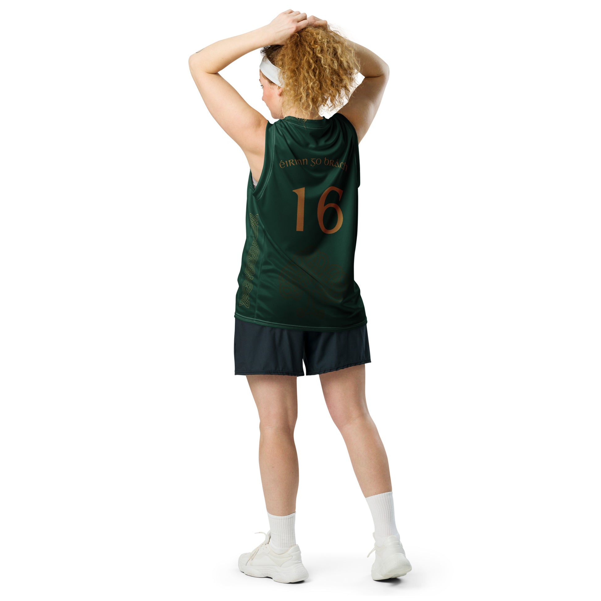 Éire #16 Green Recycled Unisex Basketball Jersey - Designed by Moon Behind The Hill Available to Buy at a Discounted Price on Moon Behind The Hill Online Designer Discount Store