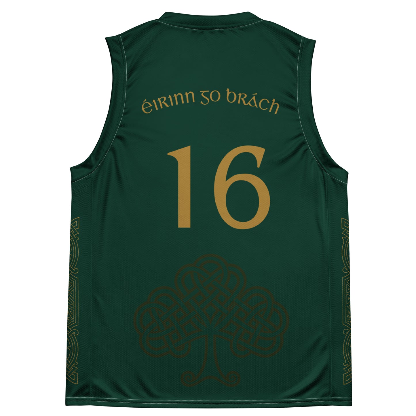 Éire #16 Green Recycled Unisex Basketball Jersey - Designed by Moon Behind The Hill Available to Buy at a Discounted Price on Moon Behind The Hill Online Designer Discount Store