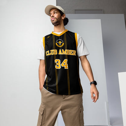 Club Amber #34 Unisex Basketball Jersey 2023 - Designed by Moon Behind The Hill Available to Buy at a Discounted Price on Moon Behind The Hill Online Designer Discount Store