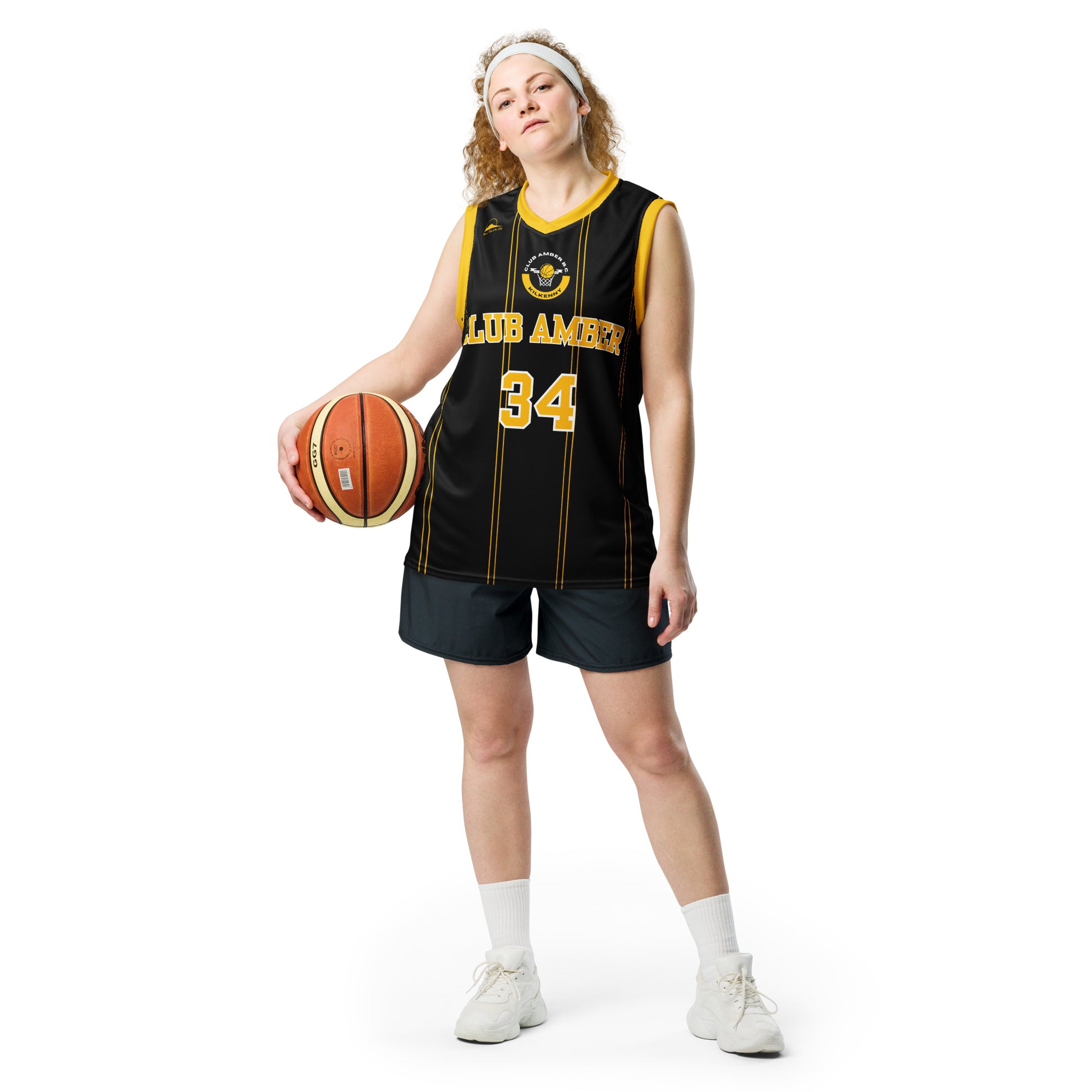 Club Amber #34 Unisex Basketball Jersey 2023 - Designed by Moon Behind The Hill Available to Buy at a Discounted Price on Moon Behind The Hill Online Designer Discount Store