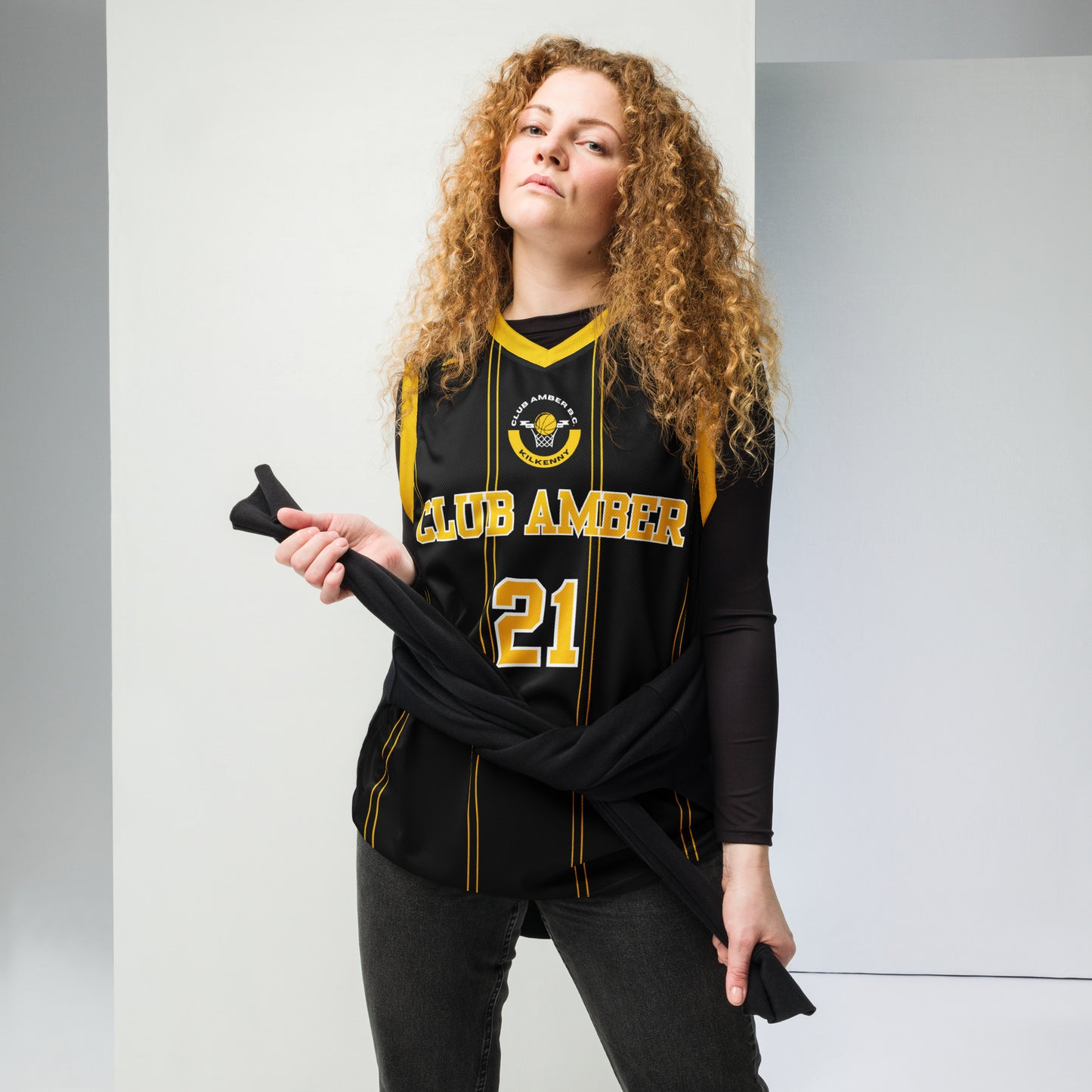 Club Amber #21 Unisex Basketball Jersey 2023 - Designed by Moon Behind The Hill Available to Buy at a Discounted Price on Moon Behind The Hill Online Designer Discount Store