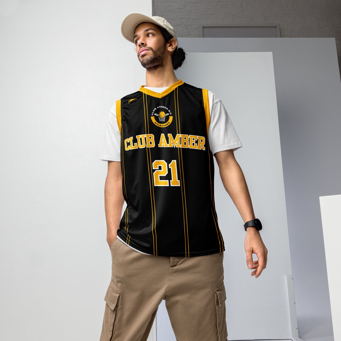 Club Amber #21 Unisex Basketball Jersey 2023 - Designed by Moon Behind The Hill Available to Buy at a Discounted Price on Moon Behind The Hill Online Designer Discount Store